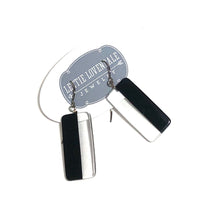 Load image into Gallery viewer, Black and Clear Geometric Rectangle Drop Earrings