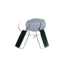 Load image into Gallery viewer, Black and Clear Geometric Rectangle Drop Earrings