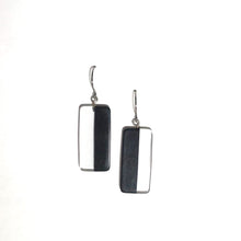 Load image into Gallery viewer, Black and Clear Geometric Rectangle Drop Earrings
