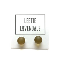 Load image into Gallery viewer, Olive Green Petite Frosted Ball Stud Earrings