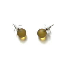 Load image into Gallery viewer, Olive Green Petite Frosted Ball Stud Earrings