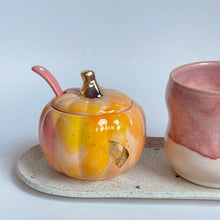 Load image into Gallery viewer, Pumpkin Sugar Pot, Spoon, and Creamer