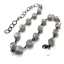 Load image into Gallery viewer, Aurora Borealis Grey Nugget Beaded Amelia Necklace