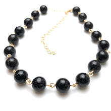 Load image into Gallery viewer, Black with Copper Glitter Beaded Amelia Necklace