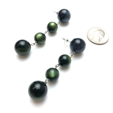 Load image into Gallery viewer, Charcoal &amp; Forest Green Moonglow Quad Drop Earrings