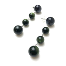 Load image into Gallery viewer, Charcoal &amp; Forest Green Moonglow Quad Drop Earrings
