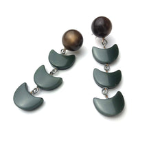 Load image into Gallery viewer, Chocolate &amp; Grey Green Moonglow Fish Scale Earrings