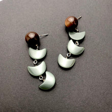 Load image into Gallery viewer, Chocolate &amp; Grey Green Moonglow Fish Scale Earrings