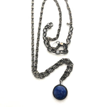 Load image into Gallery viewer, Deep Blue Mosaic &amp; Gun Metal Layering Necklace - Long