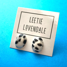 Load image into Gallery viewer, Spotted Dalmatian Oval Button Stud Earrings