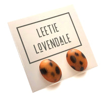 Load image into Gallery viewer, Spotted Wildcat Oval Button Stud Earrings