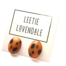 Load image into Gallery viewer, Spotted Wildcat Oval Button Stud Earrings