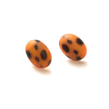 Load image into Gallery viewer, Spotted Wildcat Oval Button Stud Earrings