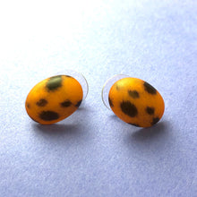 Load image into Gallery viewer, Spotted Wildcat Oval Button Stud Earrings