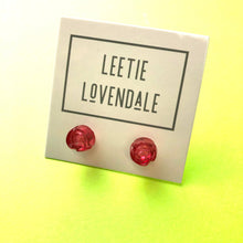 Load image into Gallery viewer, Cranberry Carved Lucite Rose Stud Earrings