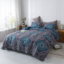 Load image into Gallery viewer, DaDa Bedding Farmhouse Bohemian Native Rustic Navy Blue Geometric Diamond Shapes Bedspread Set (KSX-001)