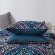 Load image into Gallery viewer, DaDa Bedding Farmhouse Bohemian Native Rustic Navy Blue Geometric Diamond Shapes Bedspread Set (KSX-001)