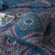 Load image into Gallery viewer, DaDa Bedding Farmhouse Bohemian Native Rustic Navy Blue Geometric Diamond Shapes Bedspread Set (KSX-001)