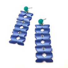 Load image into Gallery viewer, Teal &amp; Blue Geometric Stack Moonglow Statement Earrings *