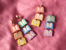 Load image into Gallery viewer, Rainbow Dangling Books Earrings