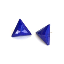 Load image into Gallery viewer, Cobalt Blue Faceted Triangle Stud Earrings