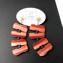 Load image into Gallery viewer, Copper &amp; Ecru Buckle Stack Moonglow Statement Earrings