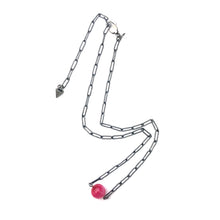 Load image into Gallery viewer, Hot Pink Marbled Moonglow Bauble Paperclip Necklace