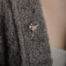 Load image into Gallery viewer, Baby Phoenix - Black Opal, Diamond, Sapphire Pendant Brooch 18K Gold