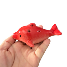 Load image into Gallery viewer, Ceramic Dolphin Ocarina Red