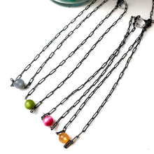 Load image into Gallery viewer, Olive Green Moonglow Bauble Paperclip Necklace