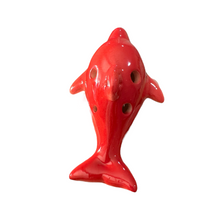 Load image into Gallery viewer, Ceramic Dolphin Ocarina Red