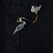Load image into Gallery viewer, Baby Phoenix - Black Opal, Diamond, Sapphire Pendant Brooch 18K Gold