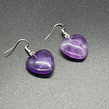 Load image into Gallery viewer, Amethyst Dreamy Heart Earrings