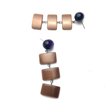 Load image into Gallery viewer, Purple &amp; Chocolate Geometric Stack Moonglow Statement Earrings *
