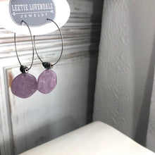 Load image into Gallery viewer, Marbled Lavender Ice Chip Gun Metal Hoop Earrings