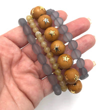 Load image into Gallery viewer, Caramel &amp; Grey Star Stack &amp; Stretch Bracelets Set