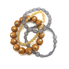 Load image into Gallery viewer, Caramel &amp; Grey Star Stack &amp; Stretch Bracelets Set