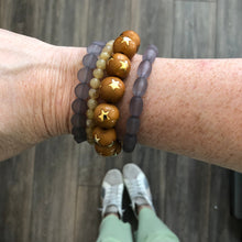Load image into Gallery viewer, Caramel &amp; Grey Star Stack &amp; Stretch Bracelets Set
