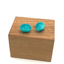 Load image into Gallery viewer, Teal Moonglow Oval Stud Earrings