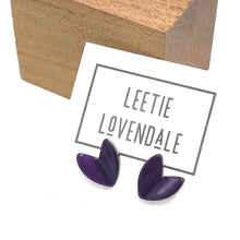 Load image into Gallery viewer, Deep Purple Moonglow Ivy Leaf Stud Earrings