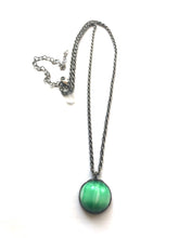Load image into Gallery viewer, Kelly Green Stripe Moonglow &amp; Gun Metal Layering Necklace - Medium
