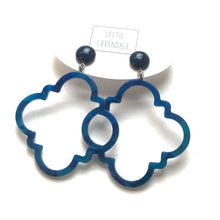 Load image into Gallery viewer, Navy Blue Quatrefoil Earrings