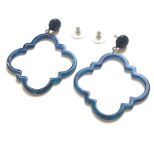 Load image into Gallery viewer, Navy Blue Quatrefoil Earrings