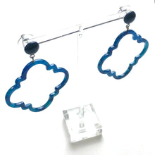 Load image into Gallery viewer, Navy Blue Quatrefoil Earrings