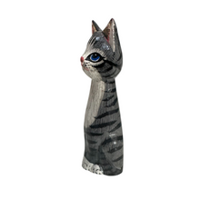 Load image into Gallery viewer, Wooden Gray Cute Sitting Cat Decoration Figurine