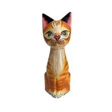 Load image into Gallery viewer, Wooden Orange Cute Sitting Cat Decoration Figurine
