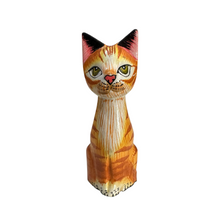 Load image into Gallery viewer, Wooden Orange Cute Sitting Cat Decoration Figurine