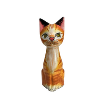 Load image into Gallery viewer, Wooden Orange Cute Sitting Cat Decoration Figurine