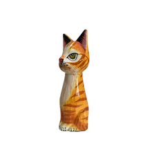 Load image into Gallery viewer, Wooden Orange Cute Sitting Cat Decoration Figurine