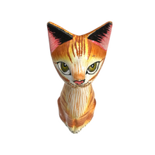 Load image into Gallery viewer, Wooden Orange Cute Sitting Cat Decoration Figurine